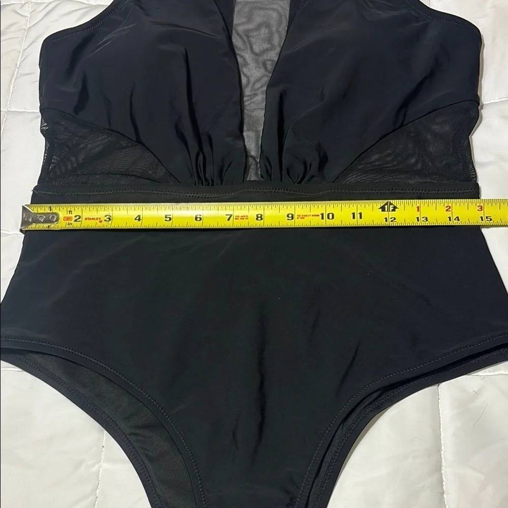 Athmile Black One-Piece Mesh, High-Cut, Tummy Control Swimsuit